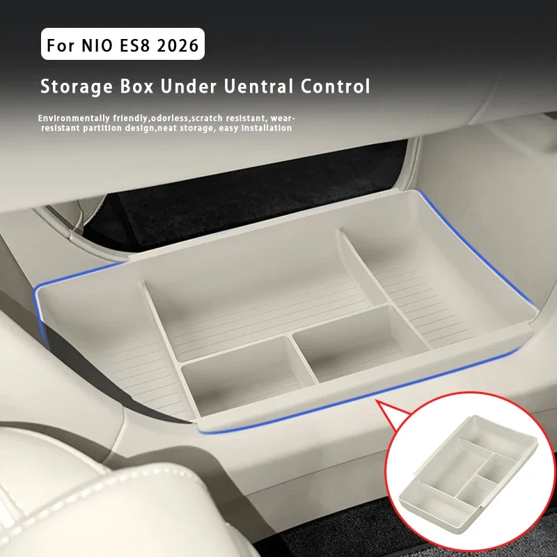 For NIO ES8 2026 Armrest Storage Box Under Centre Console Silicone Armrest Storage Box Organizer Tray Car Interior Accessories