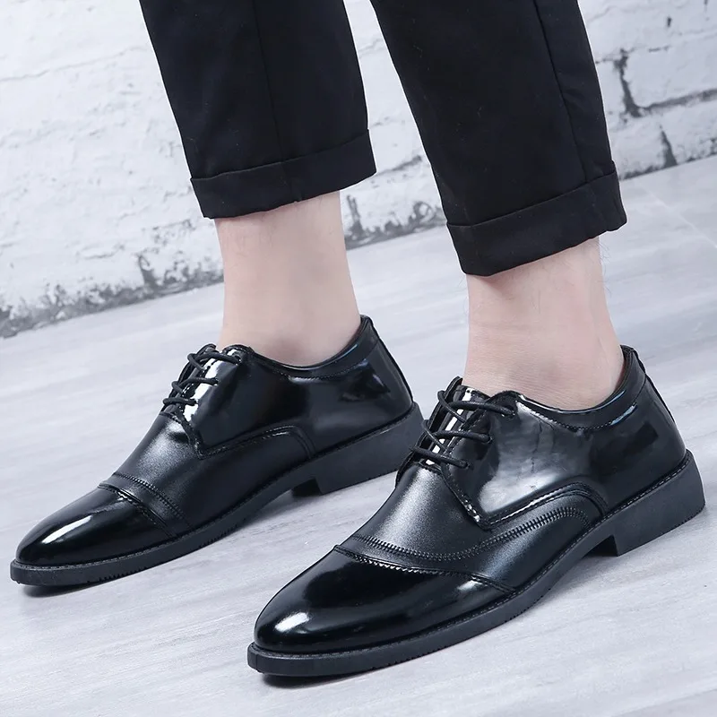 

Men's Leather Shoes Fashionable Solid Color Low Heel Open Toe Lace-up High-quality Large Size Suitable for All Seasons