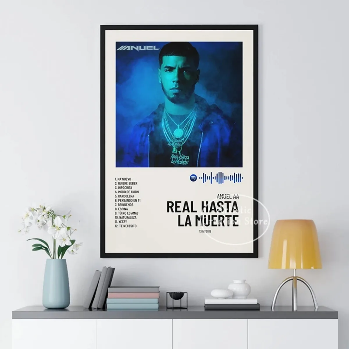 قائمة التتبع Anuel AA Real Hasta La Muerte غطاء ألبوم الموسيقى المشارك طباعة قماش اللوحة صورة جدار الفن غرفة نوم ديكور المنزل الهدايا