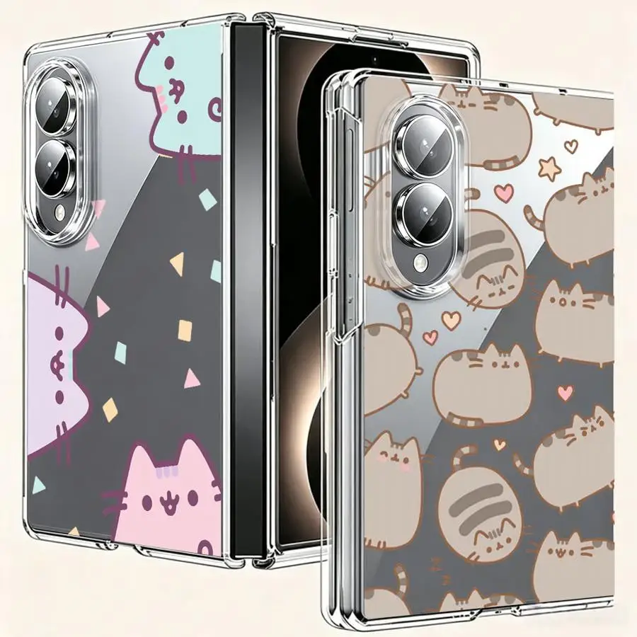 Hülle für Samsung Galaxy Z Fold 8 ZFold8 Transparente Weiche Handyhülle Niedliche Donuts P-Pusheens Katze