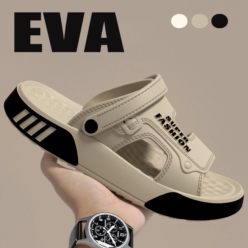 Men Slippers Summer EVA Soft Sole Thick Platform Slides Sandals Outdoor Walking Beach Shoes Non Slip Flip Flops Mens Home Shoes