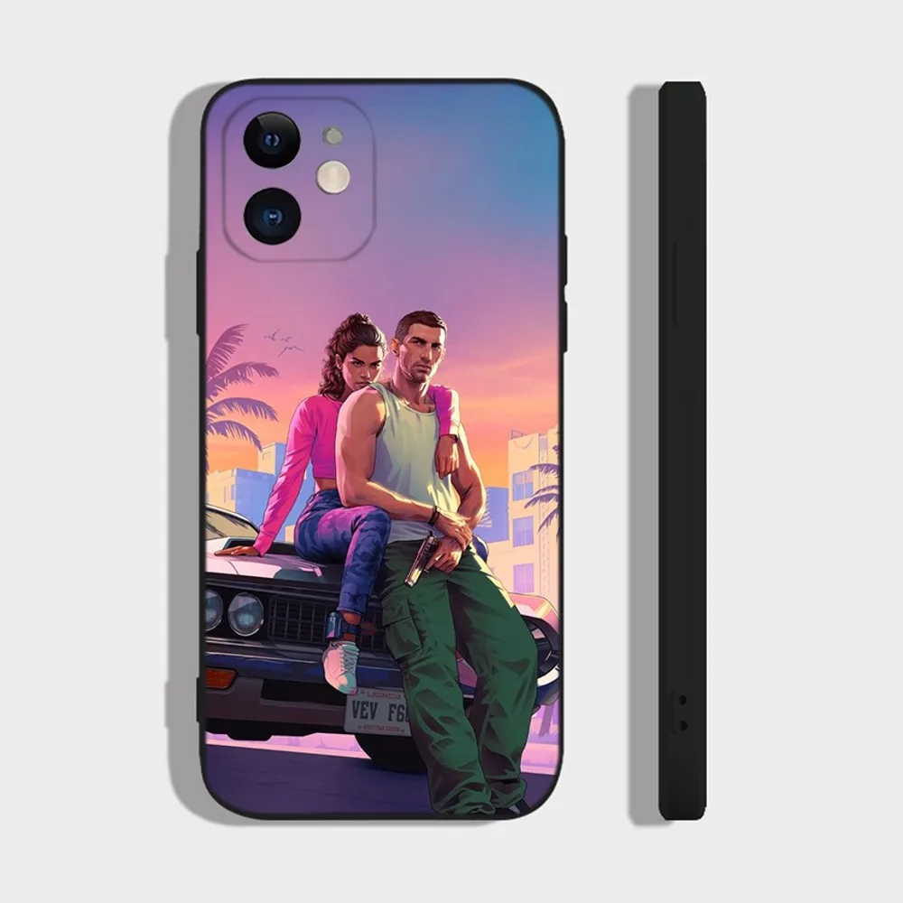 GTA 6 Game Grand Theft Auto Phone Case For iPhone 15,14,13,12,11 Plus,Pro,Max,XR,XS,X,7,8 Plus,SE,Mini Silicone Soft