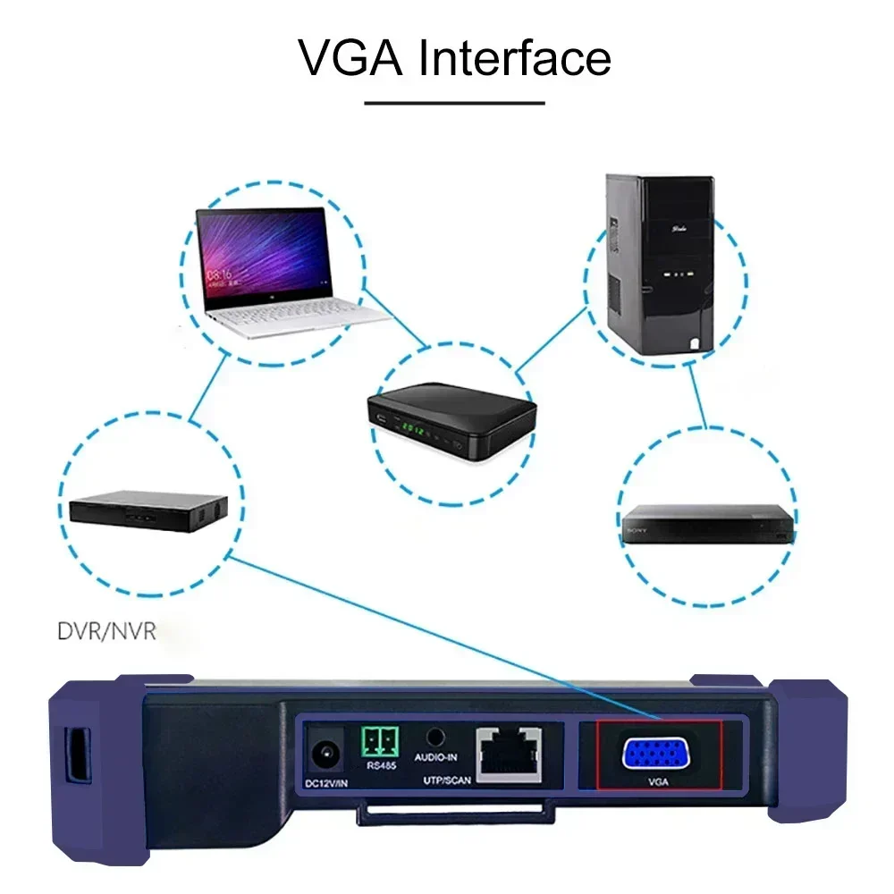 PEGATAH CCTV Camera Tester with HDMI and VGA Input, CCTV Monitor, IP Camera Tester, 8MP, AHD, CVI, SDI, 5.4 