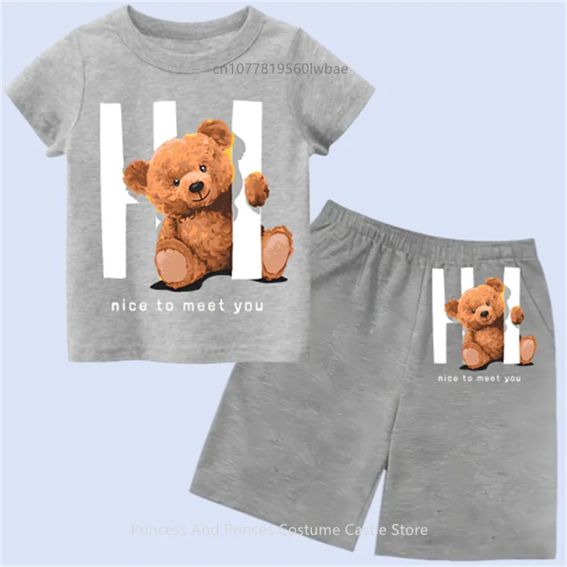 Children's set cartoon style T-shirt shorts summer children's short sleeved set