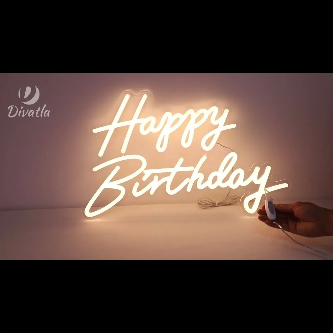 

warmeu Custom Happy Birthday LED Neon Sign Letter Light for Party, Bar, Wedding, Kids Room, Backdrop Wall Decor Gift