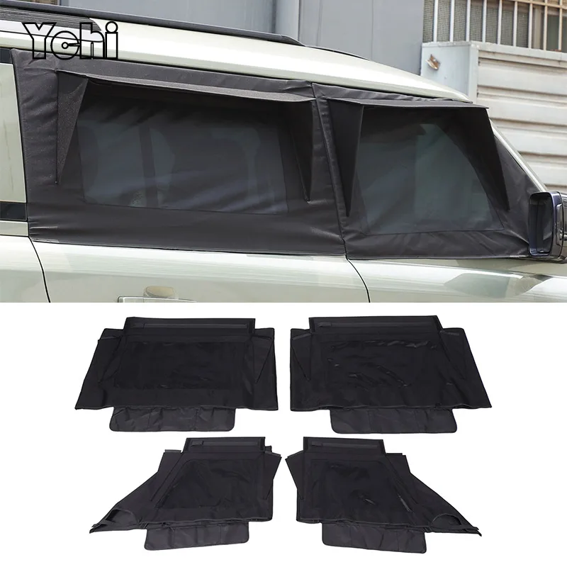 Car Front And Rear Doors Windows Mesh Covers Camping Insect Proof And Sunshade Mesh Covers For Land Rover Defender 110 2020-2025