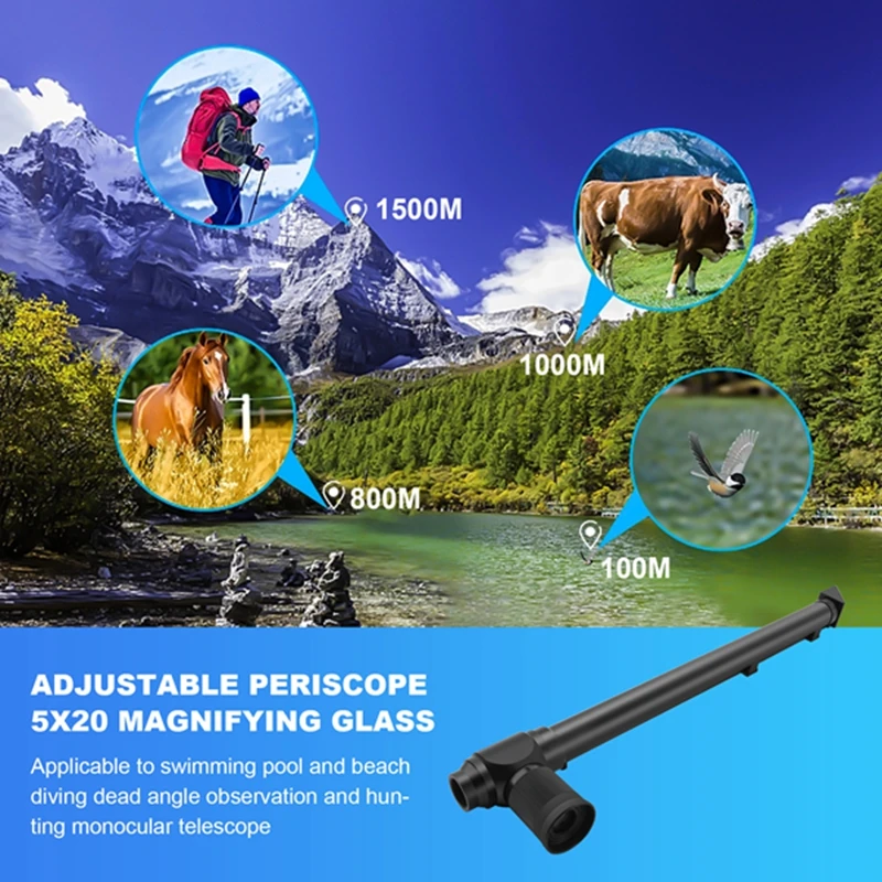 Adjustable Periscope 5X20 Magnification For Pool And Beach Diving Dead Angle Observation Hunting Monocular Telescope