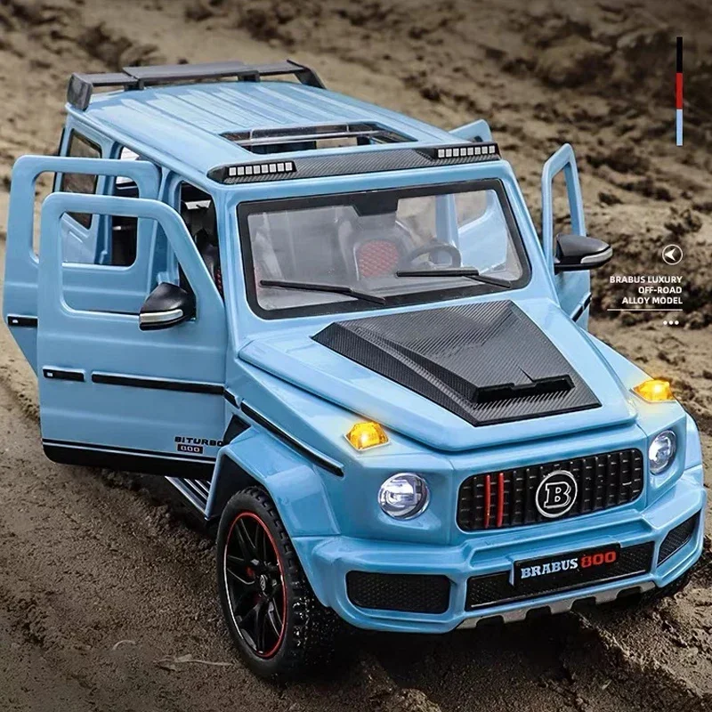 1:24 Mercedes Benz BRABUS G800 alta simulazione pressofuso in lega di metallo modello di auto Sound Light Pull Back Collection regalo giocattolo per bambini