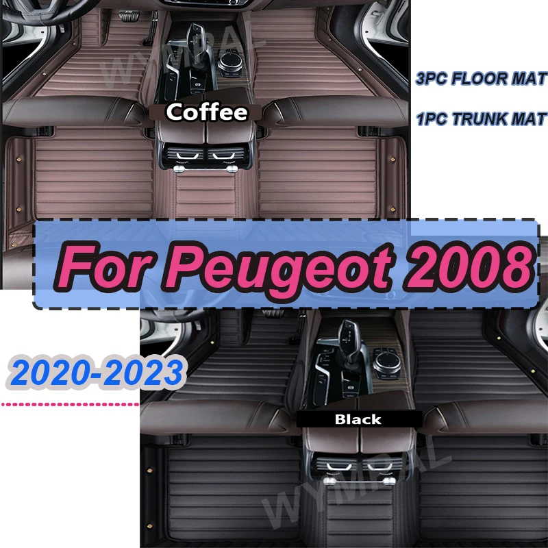 

LUXURY Car Floor Mats For Peugeot 2008 E2008 2020 2021 2022 2023 Carpets Foot Pads Accessories Interior Parts Waterproof Rug
