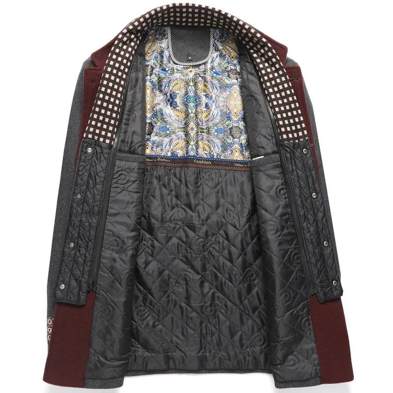 In Stock Men's Wool Woolen Thick Scarf Collar Men's Top Coats for Men Clothing Men Winter Jacket Overcoat Englang Style