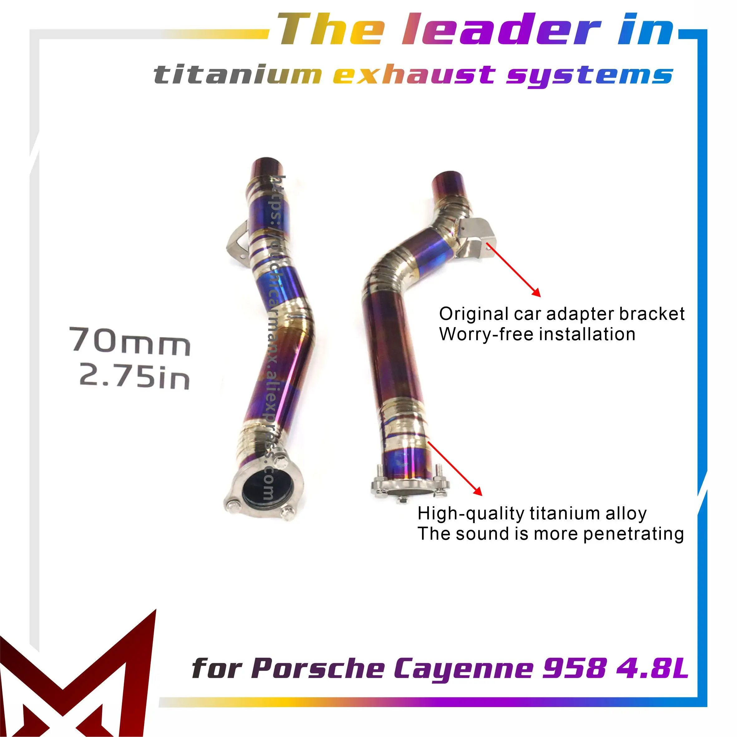 

MANX Exhaust Ti for Porsche Cayenne 958 4.8L Baked Purple Exact Fit Increase pipe diameter 70mm High precision Resonant Tube