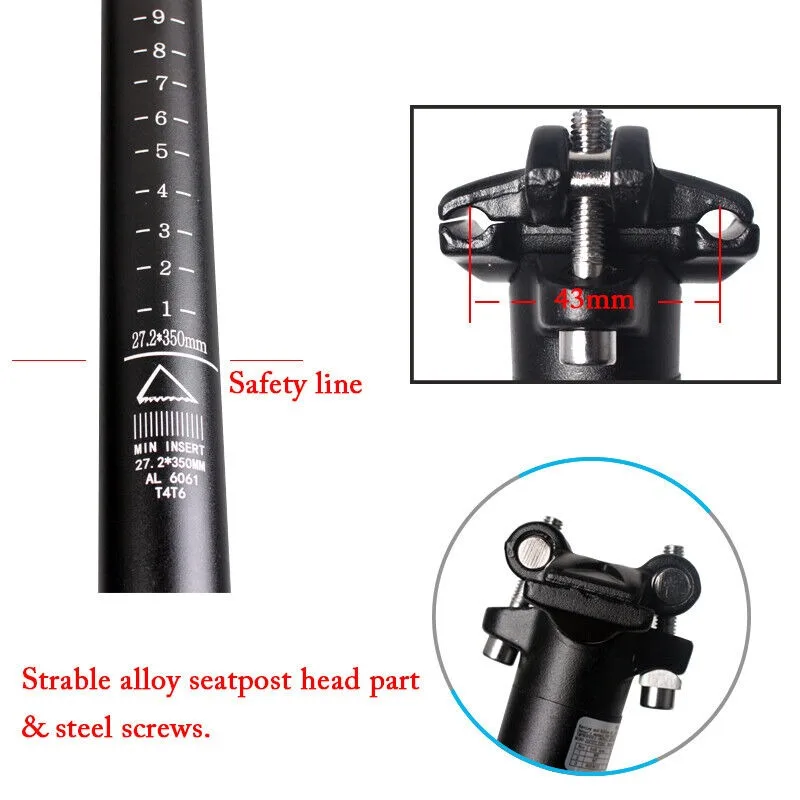BUCKLOS Fahrrad Sattelstütze 27,2/30,8/31,6 MM Mountainbike Sattelstütze 350 MM 400 MM Rennrad Sitzrohr Ultraleicht MTB Sattelrohr – Detail 5