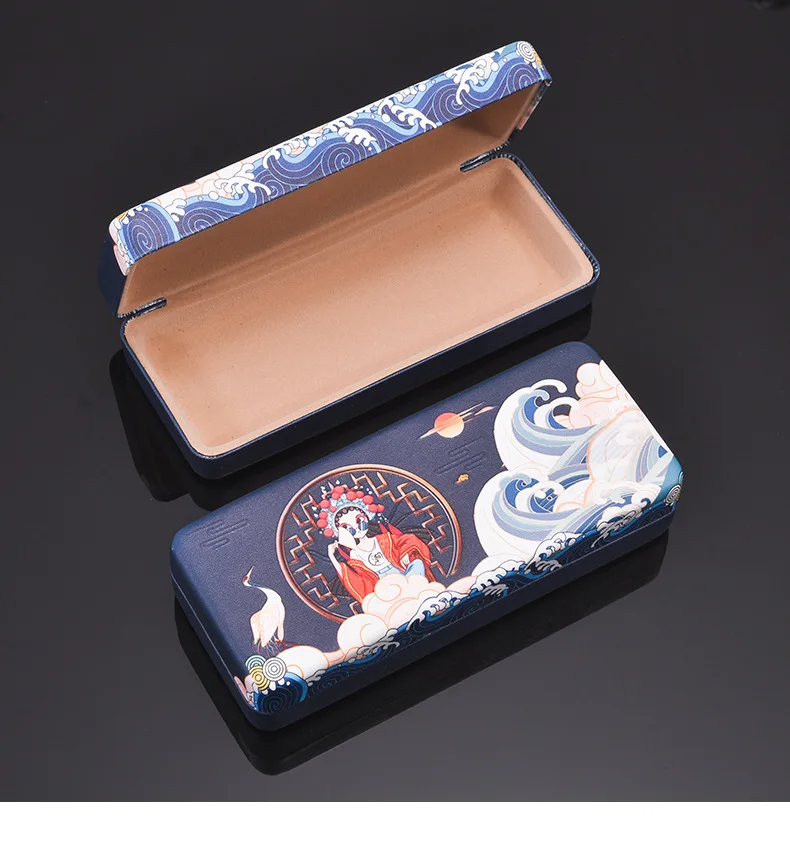 Chinese Style Crane Printed PU Eyeglasses Case Sunglasses Pouch Protection Reading Eye Glasses Box Holder Eyewear Accessories