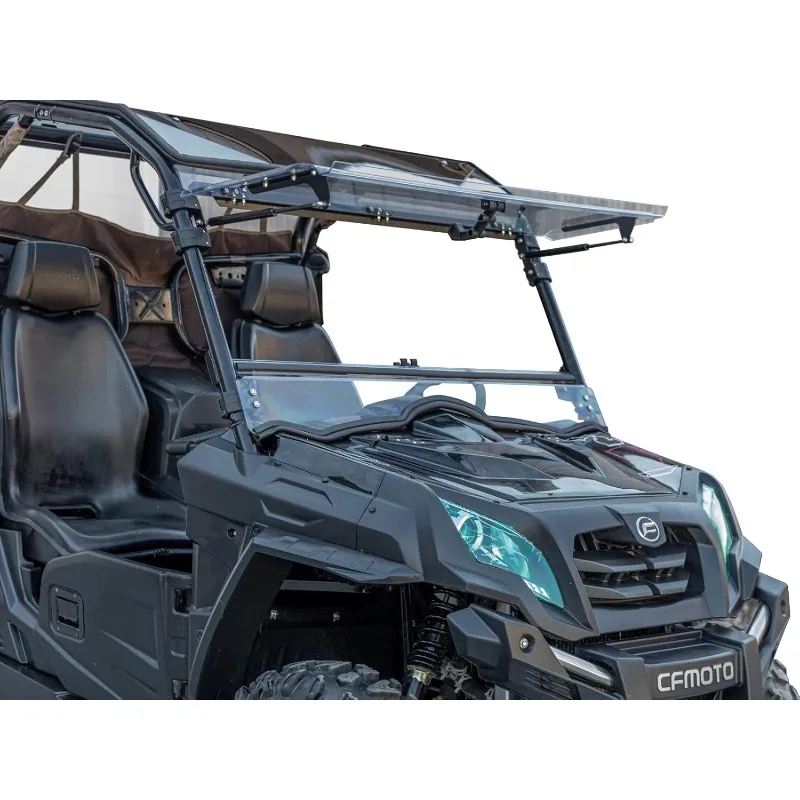 

SuperATV Scratch Resistant Flip Windshield for 2014+ CFMOTO UForce 800, Made of 1/4" Hard Coated Polycarbonate, Comes Preassembl