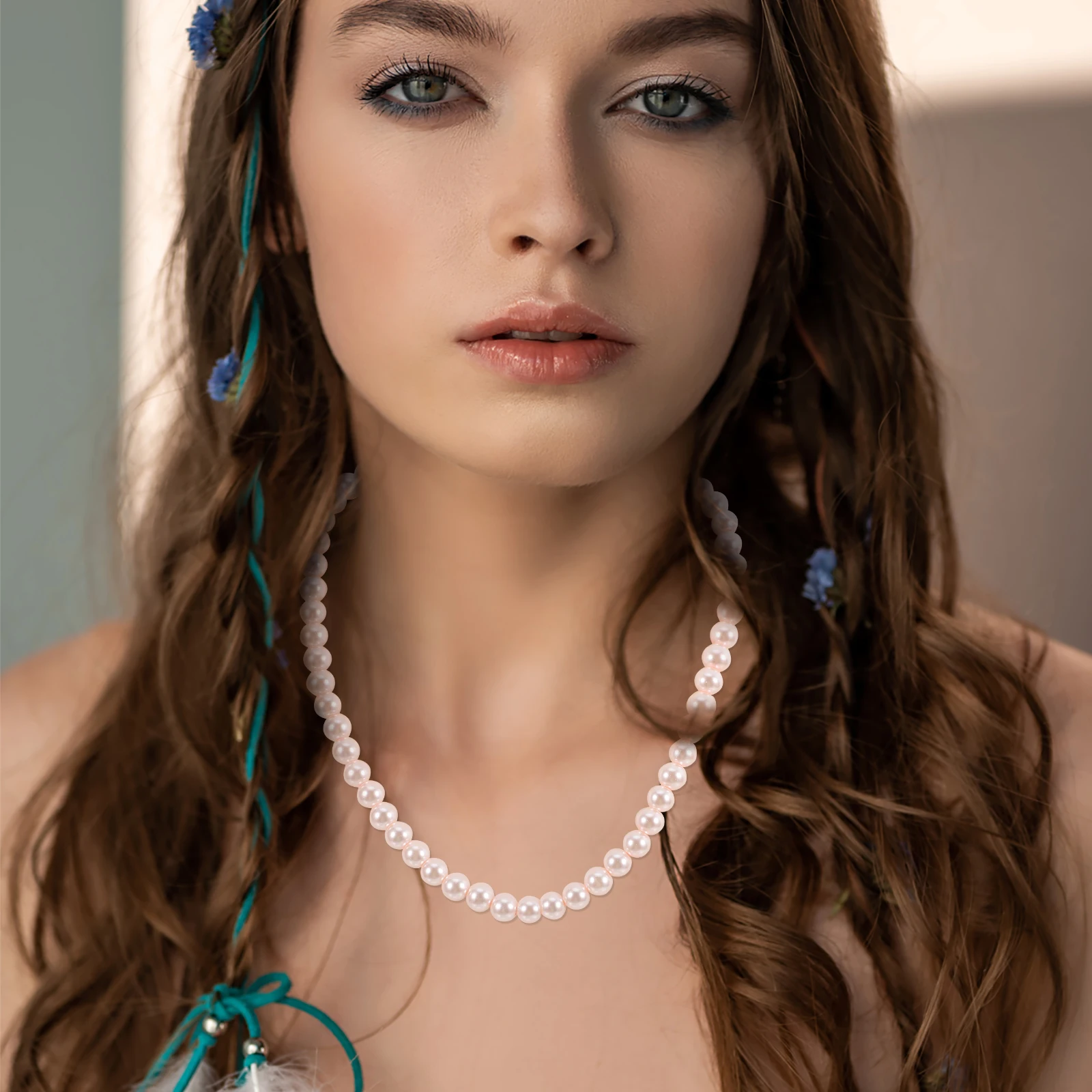 

1 Of Chic Pearl Gift Set For Women Fashion Earrings Necklaces Bracelets Party Daily Wear Stylish Lightweight Pink Decorative
