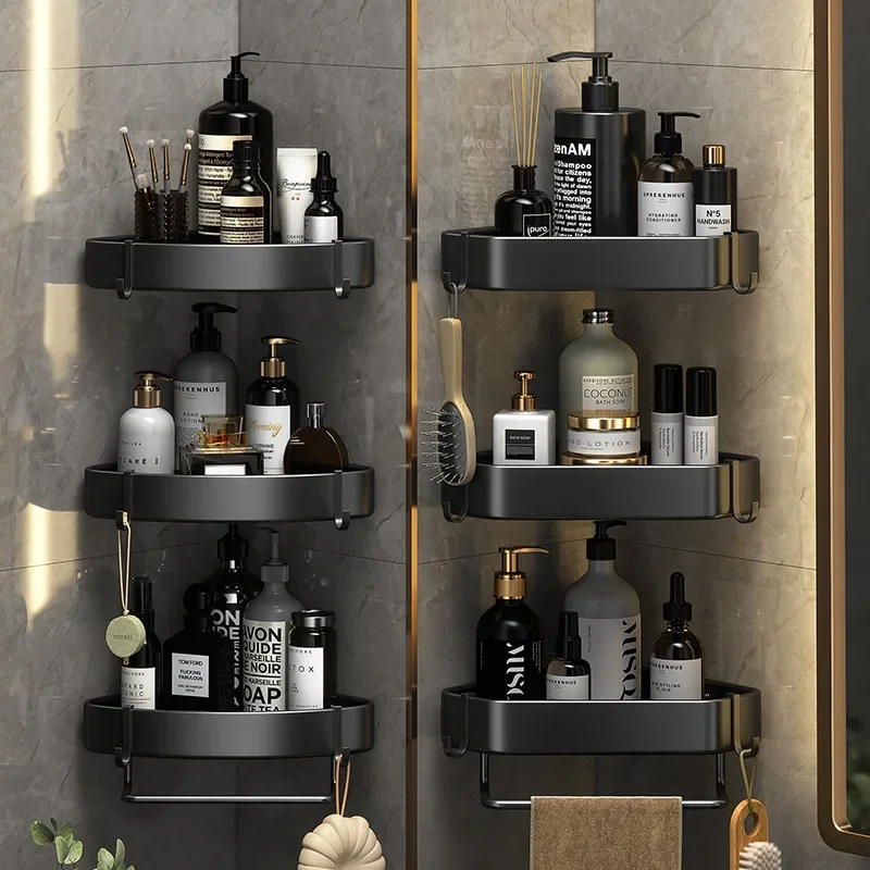 Toilet Bathroom No Punching Gun Ash Storage Rack Wall Mounted Toilet Toilet Triangle Rack Washroom Wall Storage