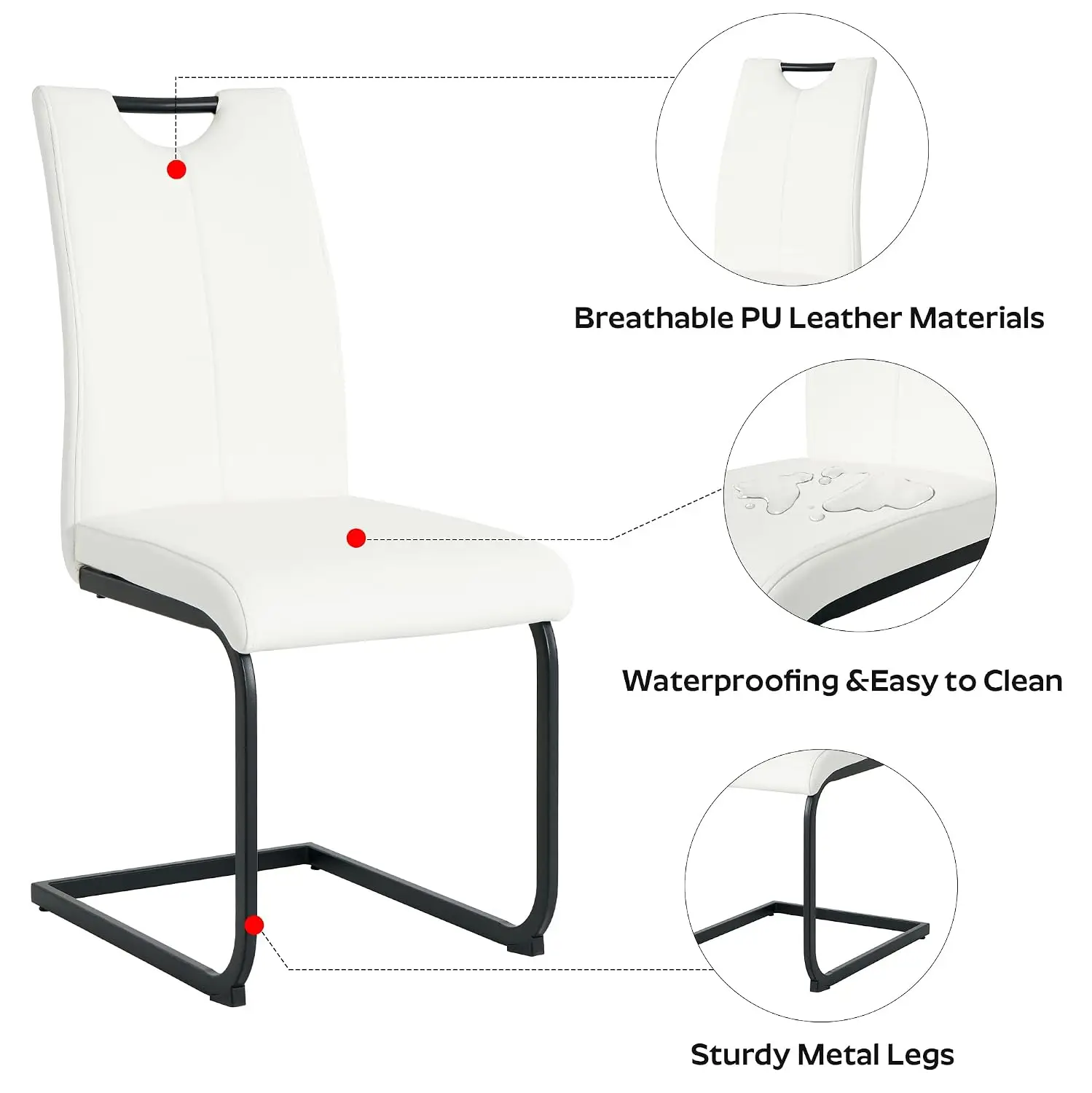 7-Piece Glass Dining Set with 6 Leather Chairs, Modern Rectangular Table, Space-Saving for Apartment, White & Black, Customized