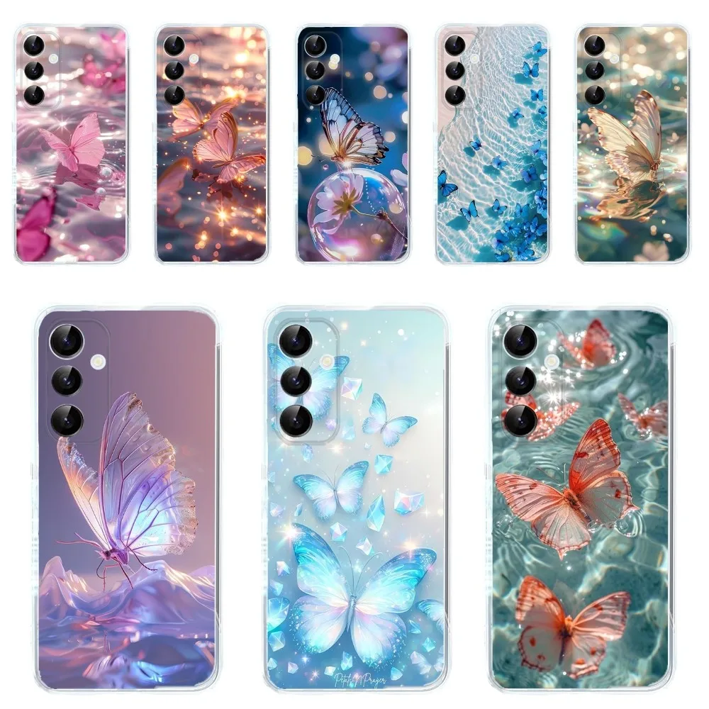 Butterfly Beautiful Wing Phone Case For Samsung Galaxy A71,70,52,51,40,31,A50,30S,21S,Note20ultra Transparent Cover