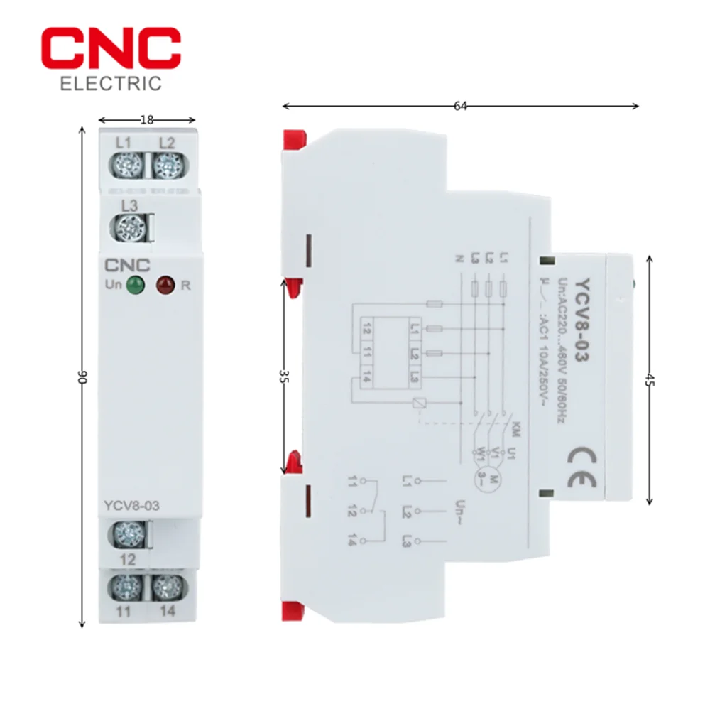 CNC Voltage Monitoring Relay Phase Sequence and Phase Failure Protection Relay 10A 1SPDT