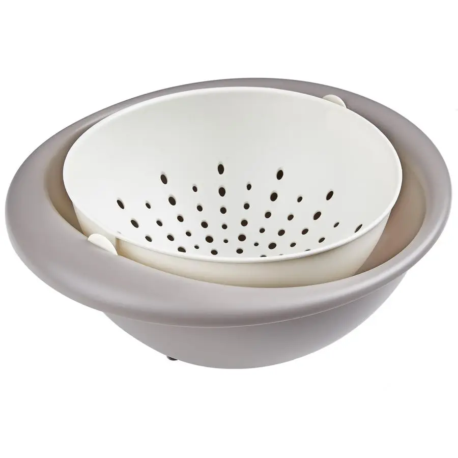 

2 In 1 Colander Strainer with Bowl Set, Fruit Vegetable Washing Colanders amp Food Strainers, HeatResisted, Double Layer Colande