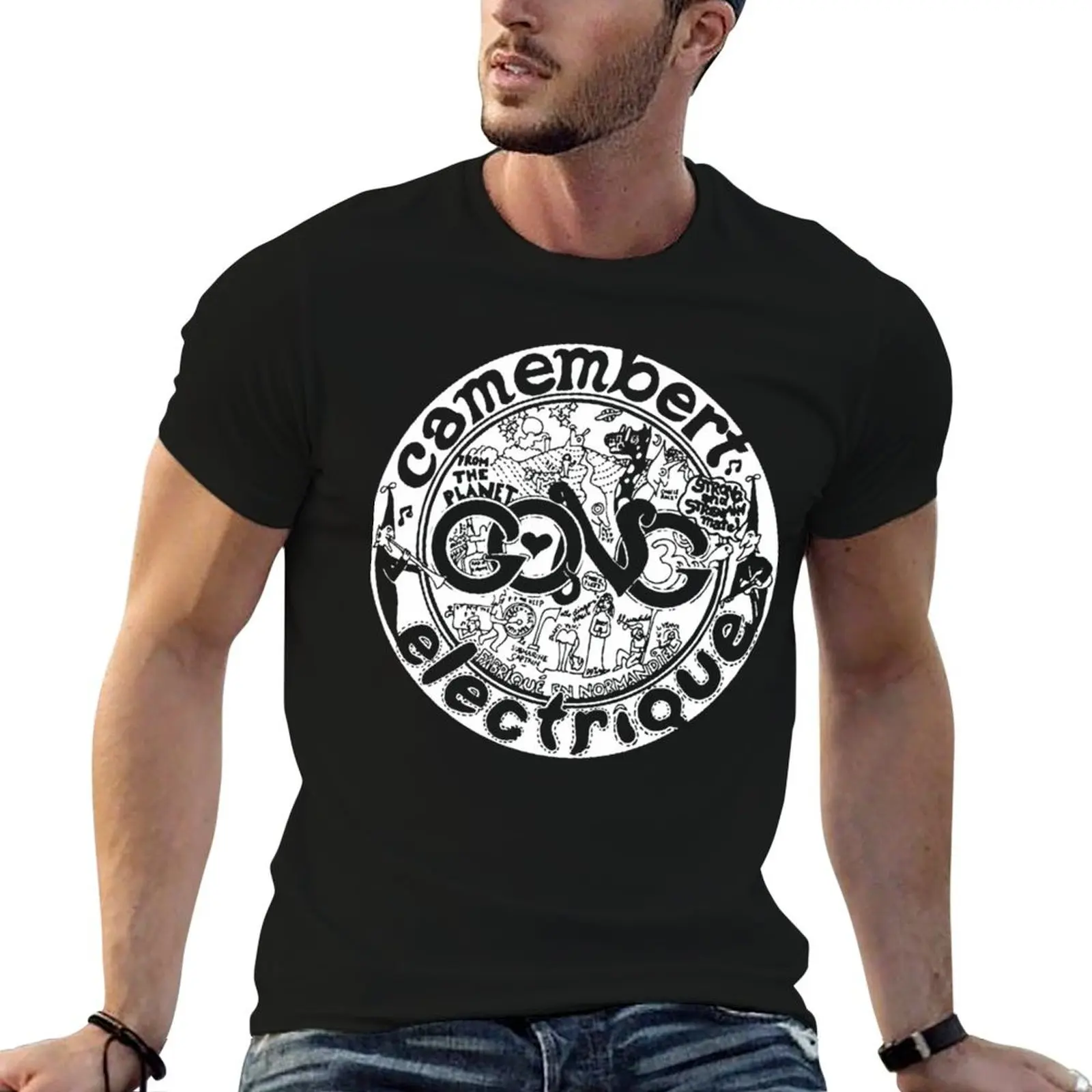 Camiseta Camembert Electrique Gong Band, camisetas gráficas para hombre, camiseta ajustada para hombre, camiseta de verano
