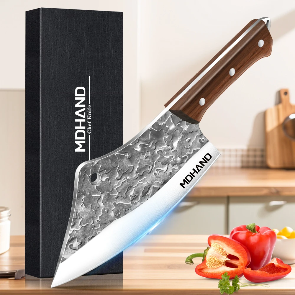 سكين جزار للمطبخ من الفولاذ المقاوم للصدأ عالي الكربون، سكين تقطيع حاد متعدد الأغراض، سكين مقبض خشبي فعال من حيث التكلفة