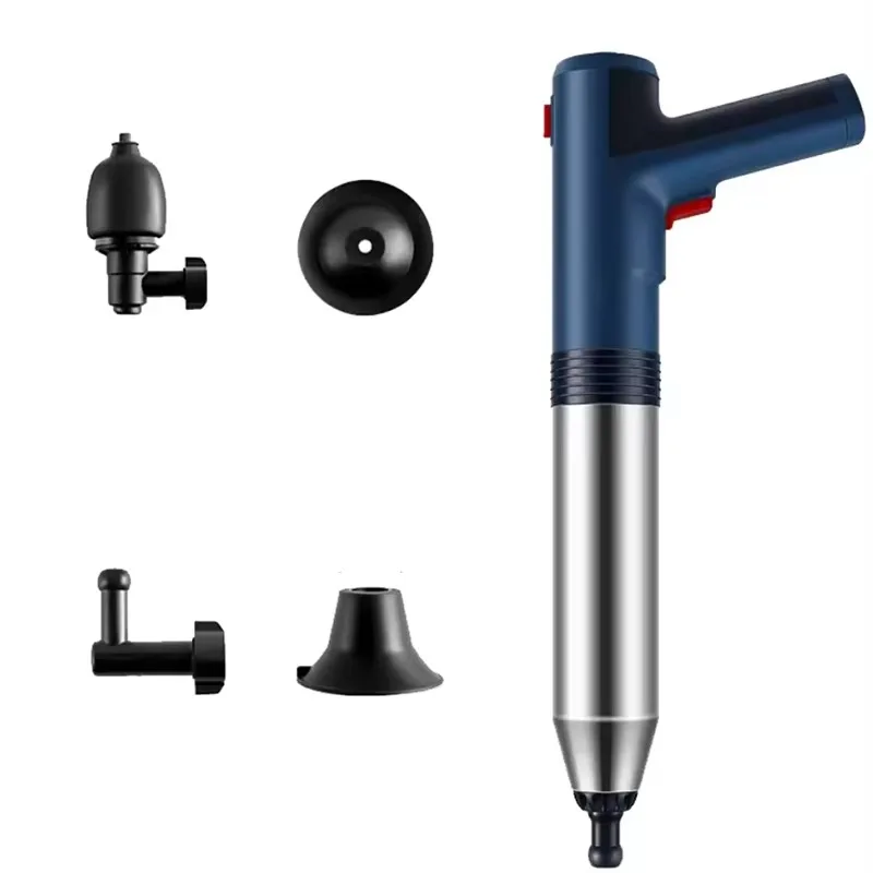 Potente pulitore di scarico ad alta pressione Pistola a stantuffo per WC ad onde d'urto per tubi fognari e bagno