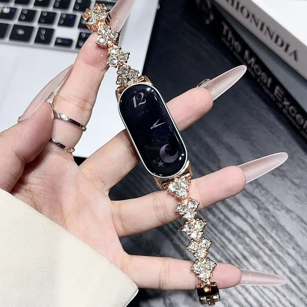 

Jewelry Diamond Watch Bands for Mi Band 8 9 10 Metal Straps Redmi Watch 6 5 4 Women Dressy Bracelet for Mi Band 8 9 Pro Correas