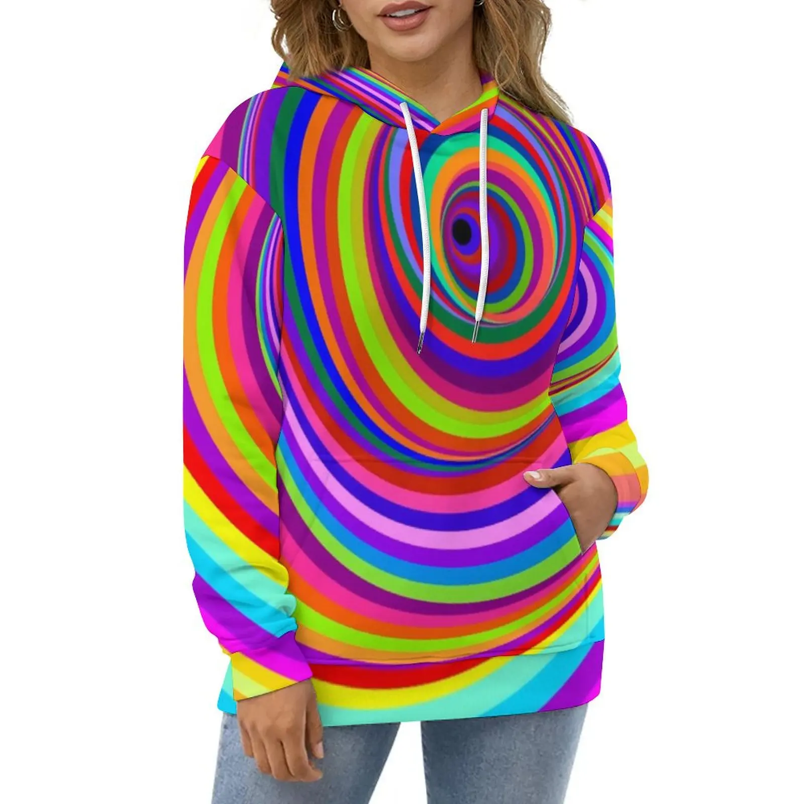 Hypnotic Psychedelic Hoodies Vertigo Hole Print Harajuku Oversized Hoodie Unisex Long-Sleeve Pretty Pattern Casual Sweatshirts