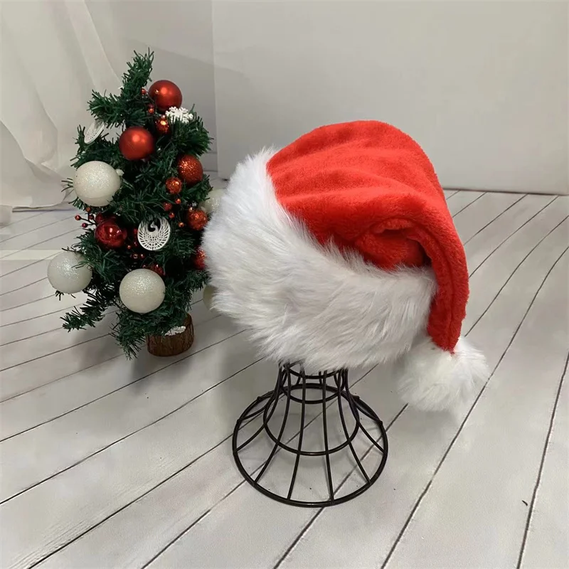 30 x 42 cm Weihnachtsmütze, Weihnachtsmütze, Urlaub für Erwachsene, Unisex, Samt, bequem, extra dickes Fell, Weihnachtsmütze für Neujahr, festliche Party