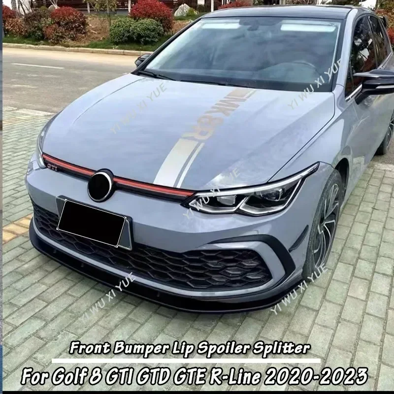 

3Pcs Car Front Lip Chin Covers For VW Golf MK8 Golf 8 GTI GTD GTE R-Line 2020-2023 Gloss Black Front Bumper Lip Spoiler Splitter