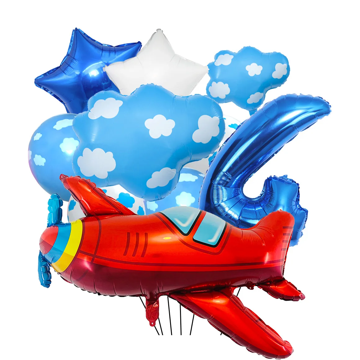 16pcs/set Airplane Balloon 32inch Number Foil Balloons 1st Birthday Aircraft Theme Birthday Party Decorations Boy Pilot Favors
