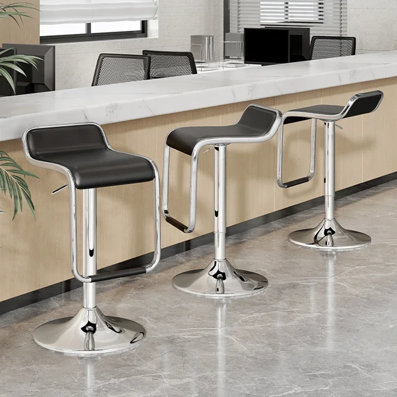 Pedal Nordic Bar Chairs Backrest Architect Furniture Stainless Steel Rotate Counter Stool Adjust Taburetes Para Barras De Bar