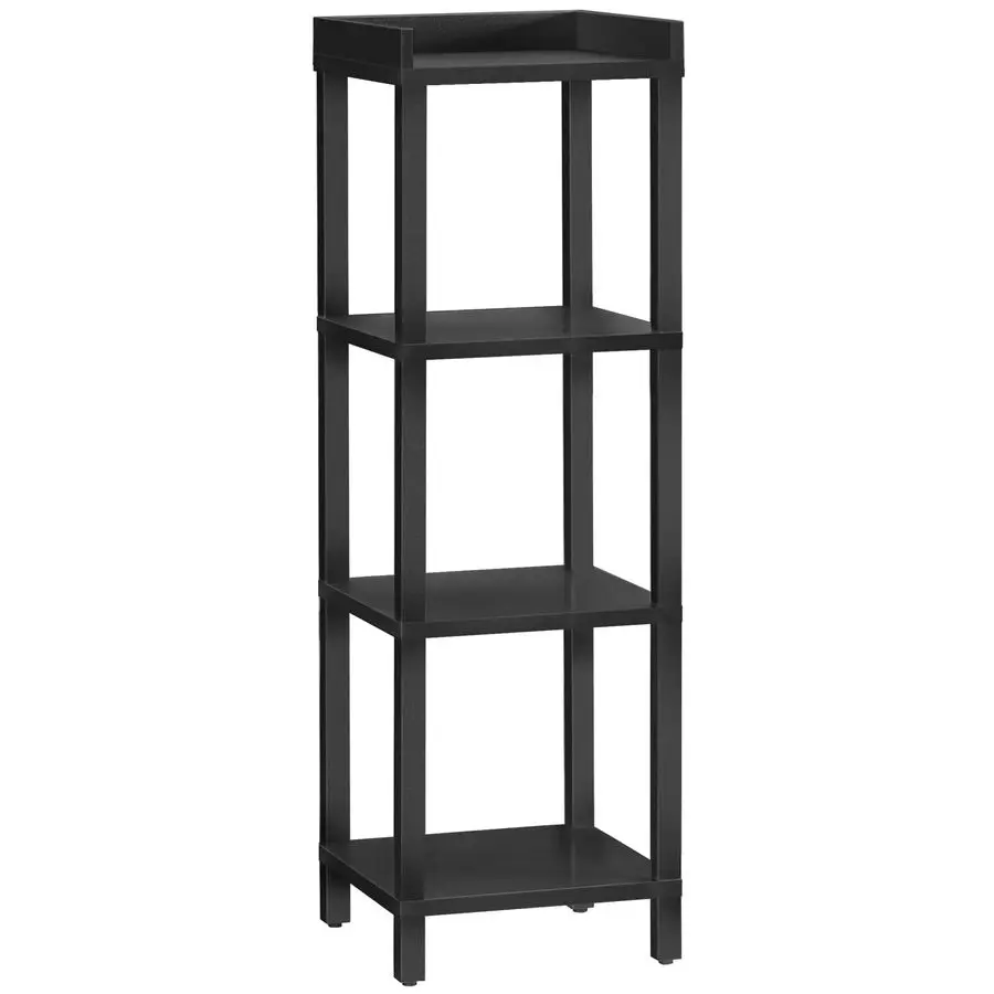 

Small Bookcase, Industrial Style Bookshelf for Narrow Spaces, 4Tier Square Book Shelf Stand, Easy to Install, Wooden Storage Rac