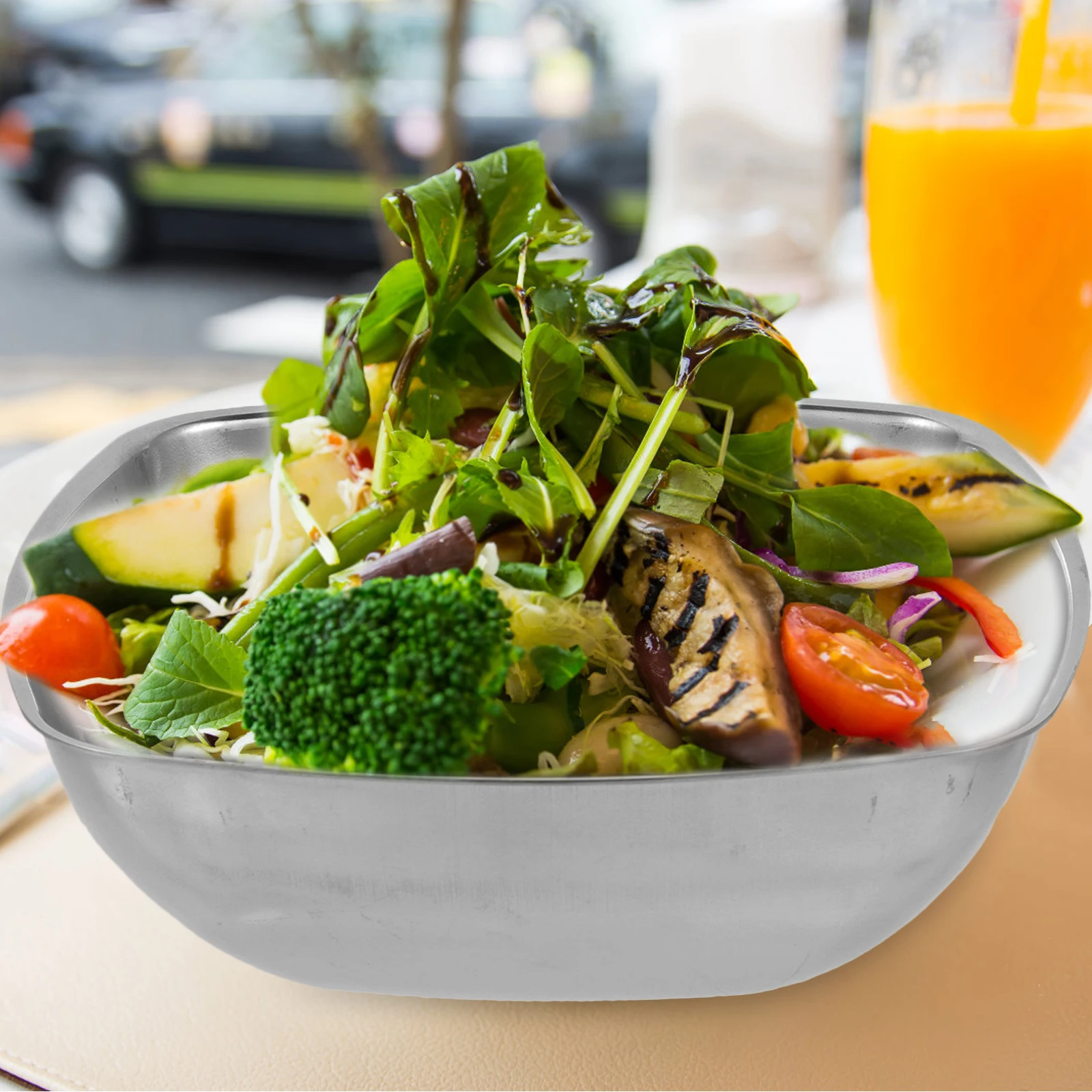 

Stainless Steel Mixing Bowl Large Capacity Smooth Rim Lightweight For Salad Fruit Noodles Snack Storage Cooking