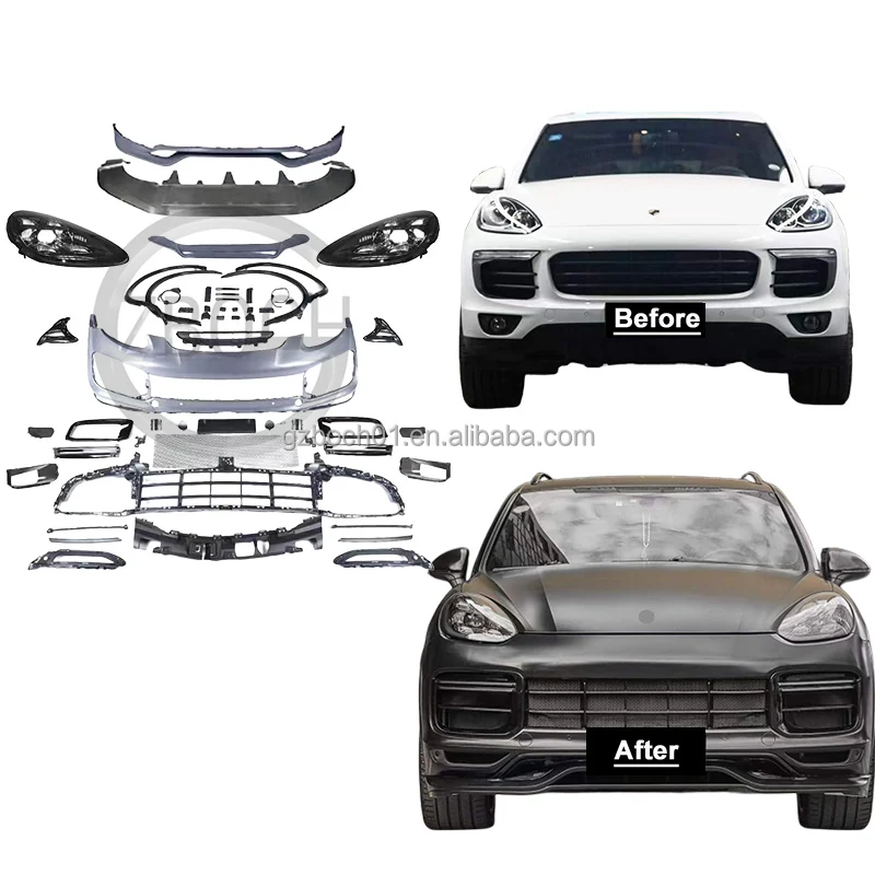 Genuine body kit for Porsche 2011-2014 Cayenne 958.1 to 2022 9Y0 Turbo body kit front bumper front lip 2022 PDLS headlight