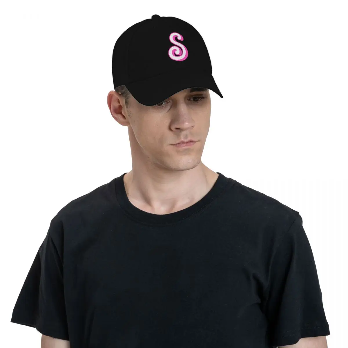 Bubble Pink Letter S - Monogram - Initial - Alphabet Baseball Cap dad hat Thermal Visor Sunscreen Christmas Hat Men Women's image 4
