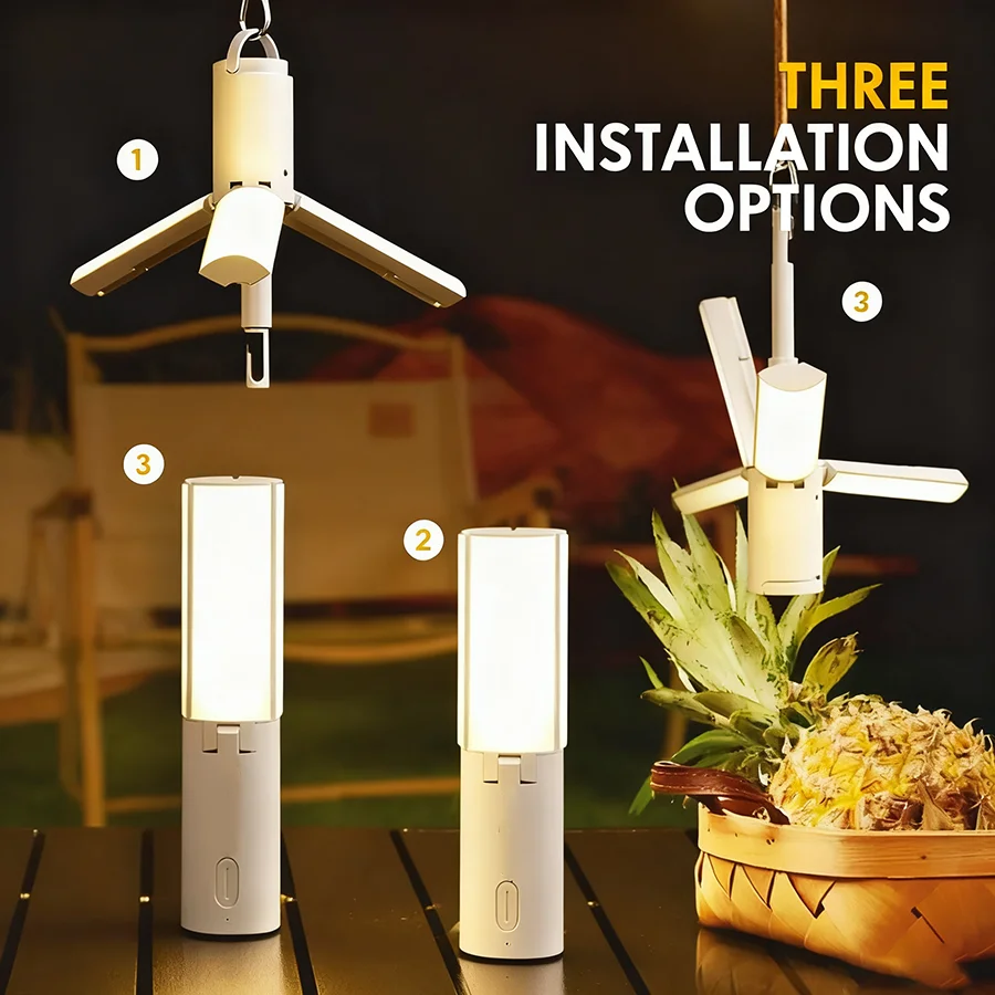 LED Folding Outdoor Camping Light Lantern Rechargeable 3 Modes Dimmable For Outdoor Camping Tent Emergency Lighting