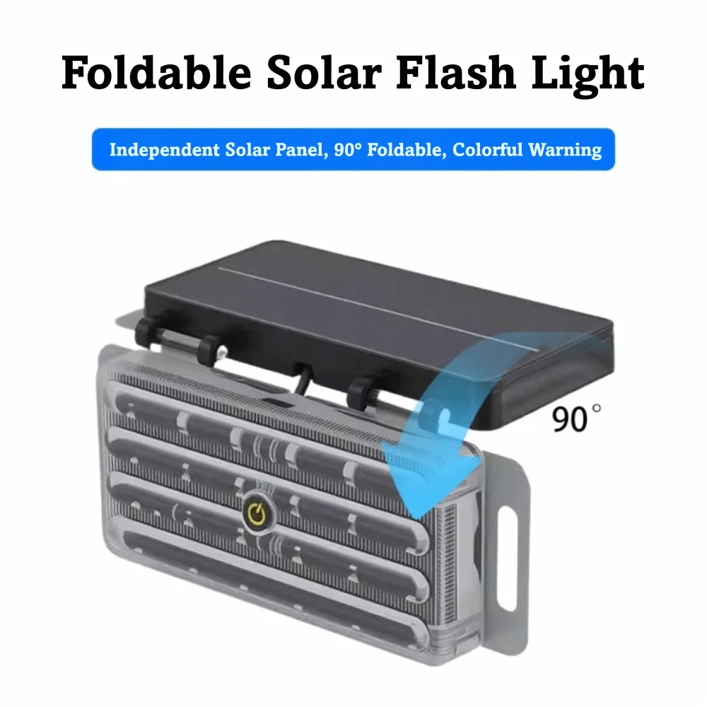 2pcs Flashing Strobe Solar Powered Warning Light LED Flashing Solar Powered Anti Rear-End Warning Light No Wiring Waterproof