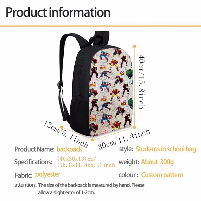 Marvel Heroes Backpack Spiderman Thanos Kids Teenage Anime Movie Cartoon Print Student School Bag Supplies Knapsack Vogue Gifts
