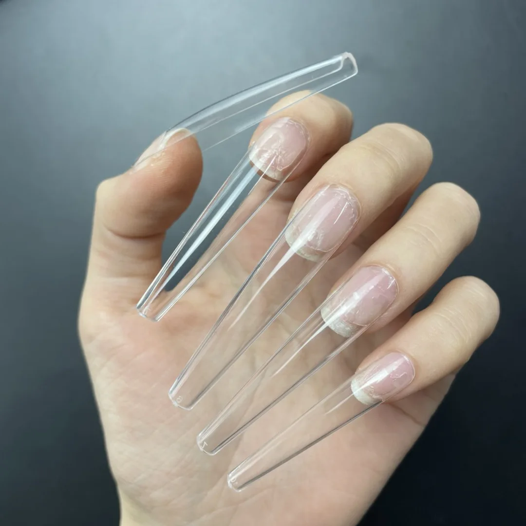 100/120 Pcs Professional Super Long Fake Nails Tips Long Ballerina Full French Acrylic Nail Tips For Extension Nail