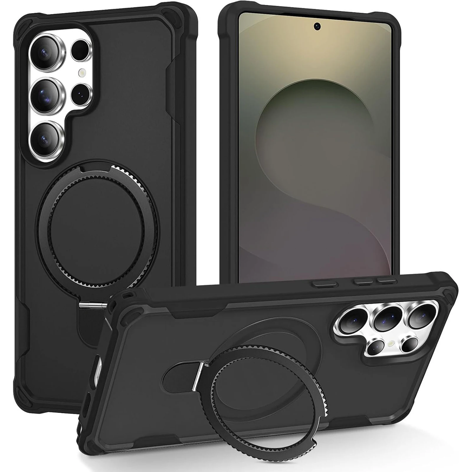 

for Samsung Galaxy S26 S26 Plus S26 Ultra Case Invisible Magnetic Ring Stand Shockproof Hard Back Soft Edge