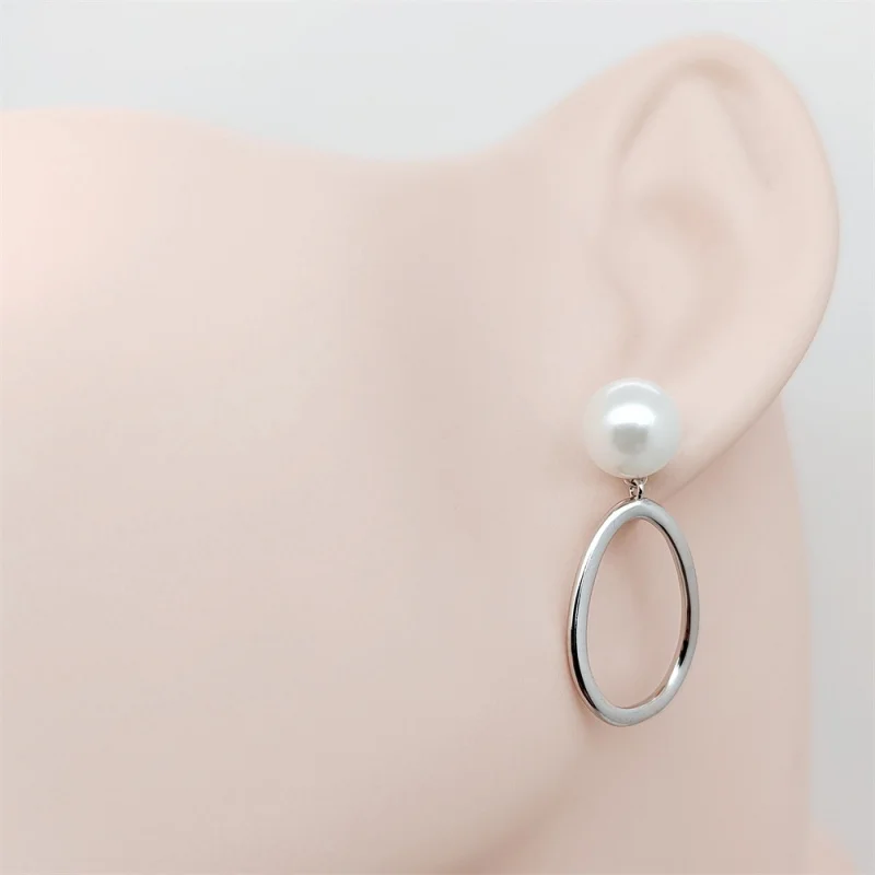 S925Sterling Silver Earrings Pearl Earrings Light Luxury Simple and Elegant Real Gold Electroplating Electrophoresis Color Reten