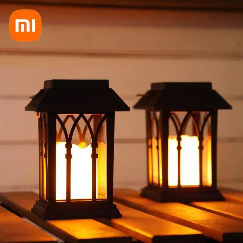 Xiaomi Solar Energy Candle Lamp Solar Garden Light Wrought Iron Lantern Hanging Iron Art Lamps Outdoor Waterproof Night Light