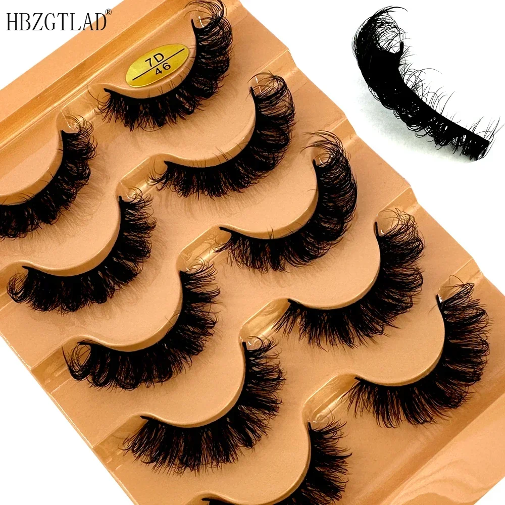 HBZGTLAD NEW 5pairs D Curl Short Russian Strip Lashes Classic Hybrid Volume Lashes New Arrival Wispy Makeup False Eyelashes