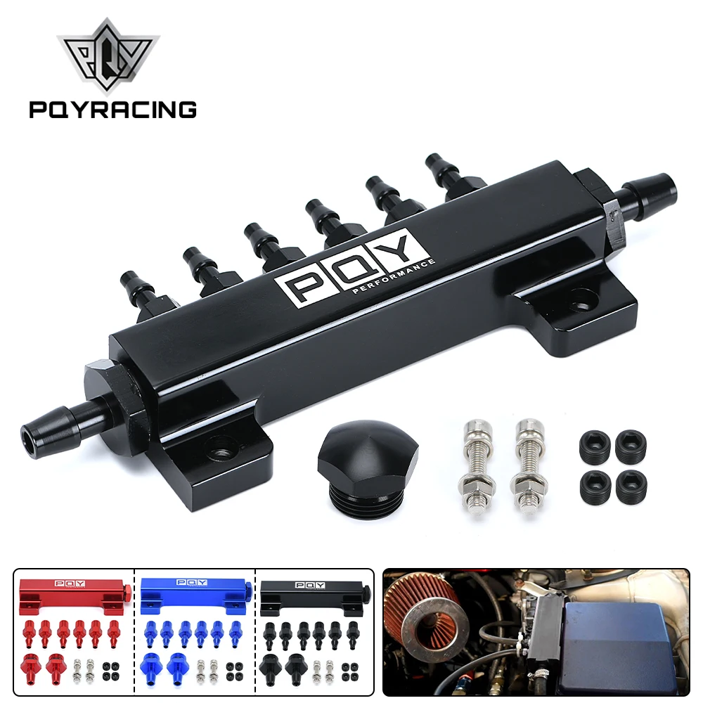 6 Ports 1/8 NPT Boost Manifold Aluminum Alloy Vacuum Block Intake Manifold Kit