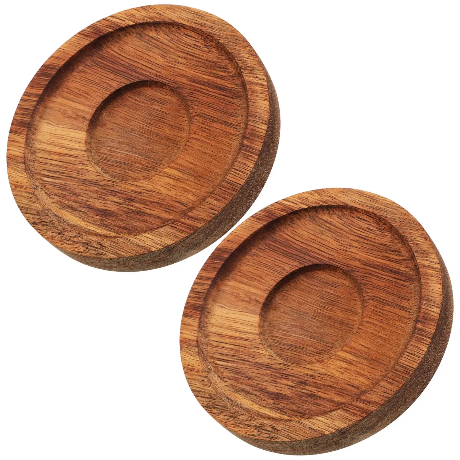 2 Pcs Rotating Base Unique Design Stable Support Wooden Coasters Home Cup Pads Round Tabletop Mat Glass Holder Replacement For