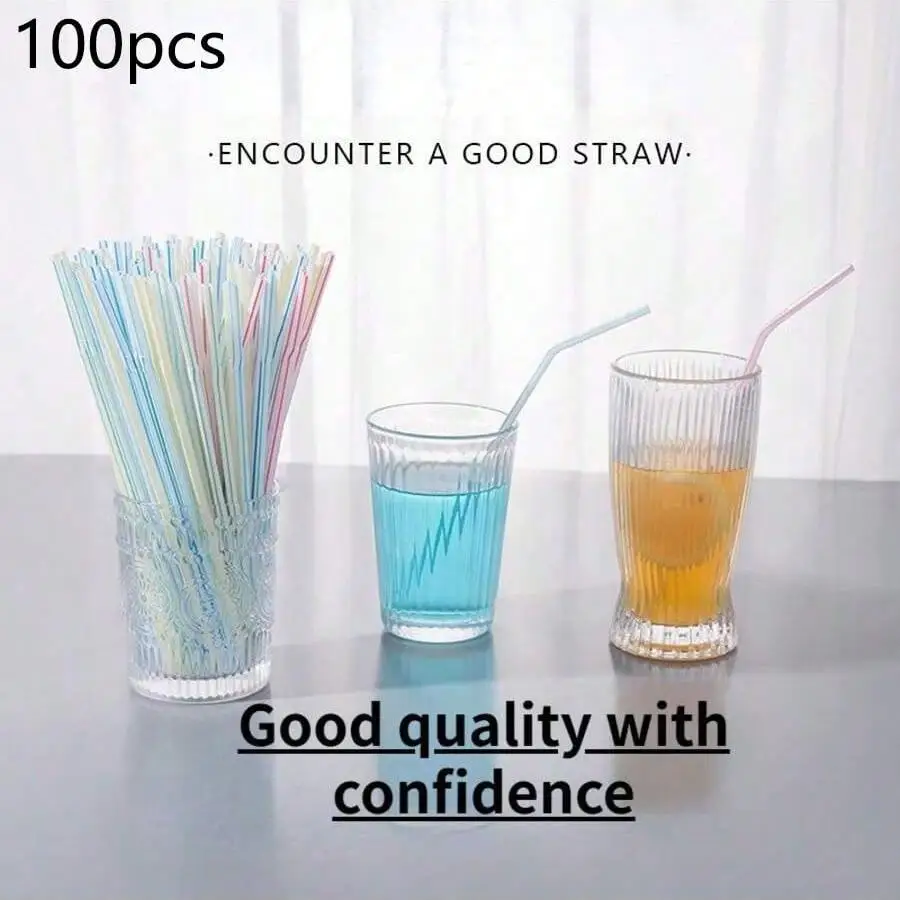 100-1000 قطعة من شفاطات بلاستيكية متعددة الألوان، قابلة لإعادة الاستخدام للحانات والحفلات وحفلات الزفاف والمطبخ والكوكتيلات ونمط غير رسمي، لا يوجد دعامة Ca 65 تحذيرًا