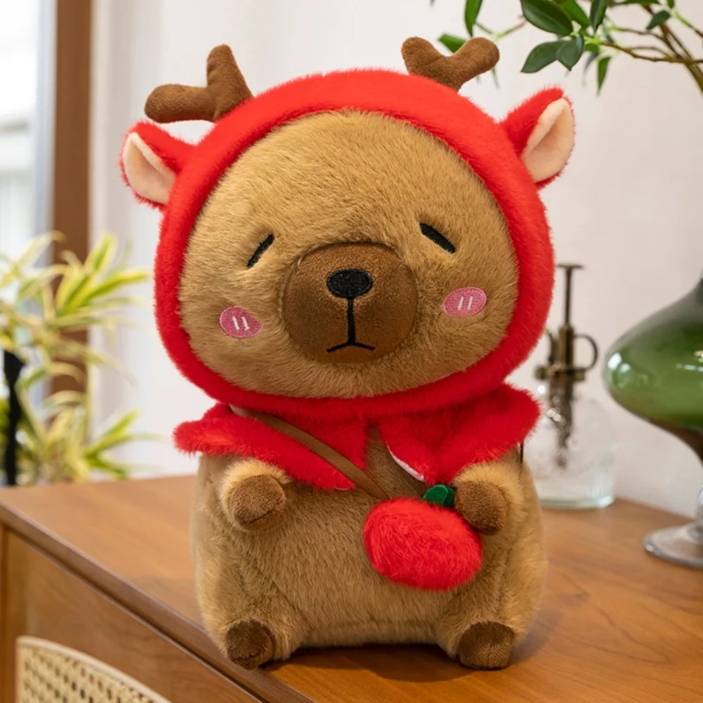

Kawaii Reindeer Plush Capybara Plush Toy Soft Fluffy Cartoon Capybara Cotton Doll Brown Cute Capybara Stuffed Doll Friends Gift