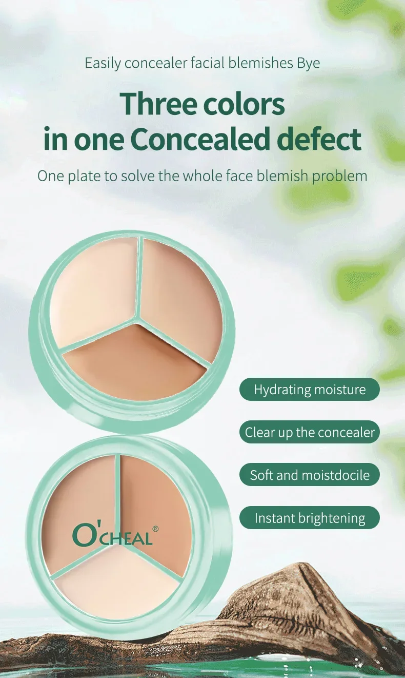 3色ナチュラルコンシーラー 軽量処方 - くまやニキビ跡をカバーし、肌を明るくし、完璧な仕上がりを実現